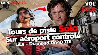 Tours de piste en solo sur Aéroport contrôlé de Lille Lesquin || DA 40 || LFQQ || Vol Complet & ATC
