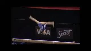 Gymnast Cheek Spread Dismount.
