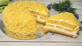 The famous delicious MIMOSA cake! A very delicate, fast and inexpensive cake! Without gelatin!