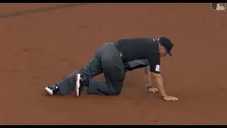 Billy McKinney Knocks Umpire Down From Right Field      |     QUICK MLB HITS