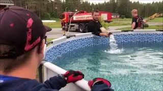 Max monterar pool, brandbil fyller den, sjunger sommarlåt, vi räddar fågelungar & fyrhjulskörning