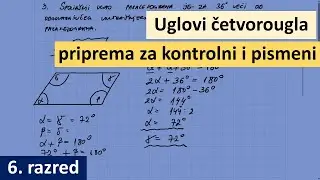 Uglovi četvorougla priprema za kontrolni i pismeni - šesti razred