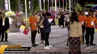 Sua Santidade Papa Francisco Kaer Liman ho Sarani Sira iha Palasiu Prezidente