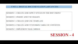 Class X || Subject Specific Skills || Part B || Unit 1 || Session 4 - Table of Content
