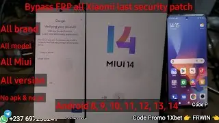 All Xiaomi. Bypass FRP 2024 May Last security. No apk & No PC.  All Miui 14 & all version Android