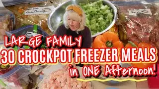 ✅ 30 LARGE FAMILY SLOW COOKER FREEZER MEALS IN ONE AFTERNOON! Large Family Freezer Meal Prep 🍽