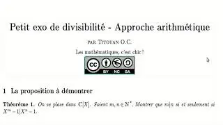 P'tit exo de divisibilité (1/2) - approche arithmétique