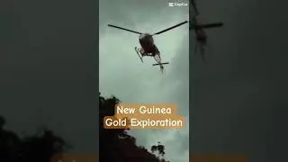Helicopter picking up geological team exploring for gold in New Guinea jungle #gold #shorts #papua