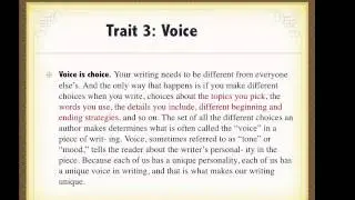 Reading ike a Writer using 6 traits- traits 1-3