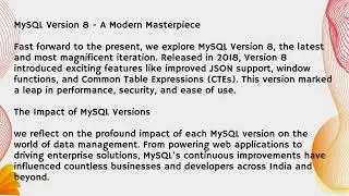 MySQL Journey Through Time and its Remarkable Versions