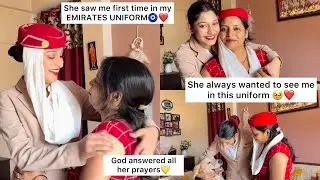 My MOM saw me first time in my EMIRATES UNIFORM🥹❤️Her Reaction🧿