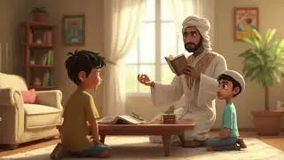 Islamic Story for Kids | Father Teaching Quran to His Three Children