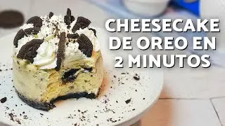 CHEESECAKE de OREO en MICROONDAS 💙🍫 | En 2 minutos SIN HORNO