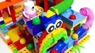 Marble Run ASMR ☆ Satisfying 358PCS Block Coaster Rolling Fun Land