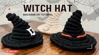 DIY Macrame: Witch Hat/ Halloween Craft Decor Tutorial / Fall Decor / ASMR / Details in subtitles!