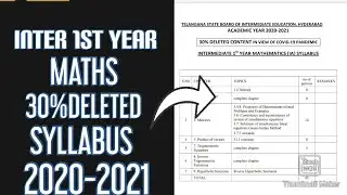 INTER 1st YEAR MATHS 30% DELETED SYLLABUS 2020-2021