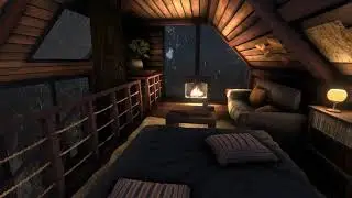Cozy Treehouse with Rain & Fireplace Sounds to Sleep, Relax, Study