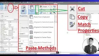 Revit Modify Tools | Paste Methods | Match properties | Copy | Cut