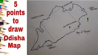 how to draw Odisha map / Odisha map making easy / Odisha Rajya ka naksha Kaise banaen