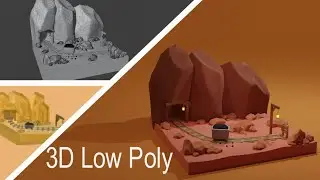 Timelapse - Low Poly Scene Mine - (Blender 3D)