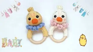 💝 AMIGURUMI DUCKLING RATTLE / TEETHING RING / EASY KNITTING / STEP-BY-STEP TUTORIAL 💝