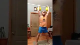 Снова треним вечером с гирями 16кг