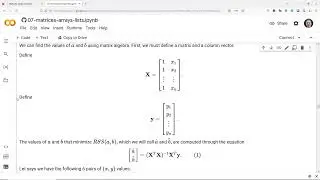 Line of best fit matrix algebra example