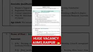 AIIMS RAIPUR RECRUITMENT ! SNO || TUTOR || #newvacancy #update #notification #recruitment