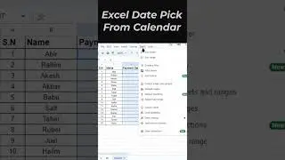 Date Piker from Calendar in excel