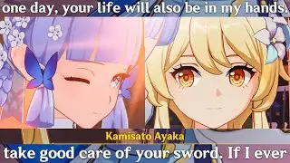 AYAKA in FONTAINE OUTFIT Battles With TRAVELER Cutscene Genshin Impact | DAY 3 Skin Ayaka Wink