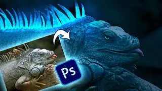 glowing effect in photoshop | glowing iguana | photoshop tutorial