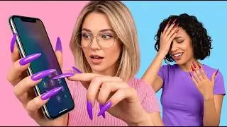PROBLEMAS GRACIOSOS DE LAS CHICAS CON LAS UÑAS MÁS LARGAS || Trucos de manicura por 123 GO! GOLD