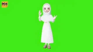 Animasi Muslimah Berjilbab Tepuk Tangan || Green Screen
