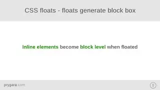 CSS floats - layout rules - floats generate block level elements