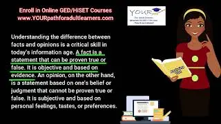 GED/HISET RLA: PASS YOUR TEST (Lesson: Fact vs. Opinion) 📚📖🎓 #ged #hiset #reading   #gedrla #nouns