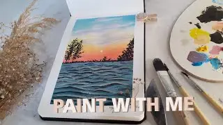 Melukis senja aesthetic - Acrylic Painting - Paint with me♡
