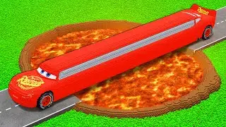 LONG CARS vs POTHOLES with LAVA in Teardown