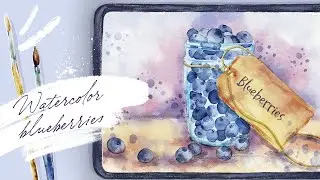 How to Paint Watercolor Blueberries in Procreate - Easy Digital Tutorial on IPad