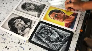 Drawing 4 members of Justice League with different style (The Flash, Batman, Superman, Wonder Woman)