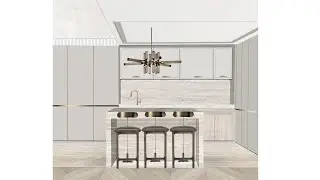 Interior sketch. Collage. Kitchen. Procreate. Sketchup