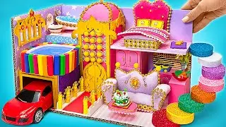 Wir basteln ein mega luxuriöses Traumpuppenhaus aus Pappe und Knete✨🏰 FUN DIY!