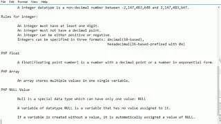 PHP data types - Tutorial for students