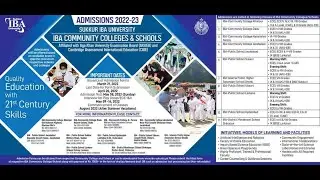 Sukkur IBA-Community School and College Admission Open 2022-23 || IBA School Admission open 2022-23