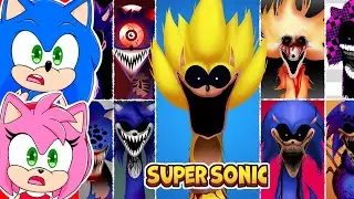 Sonic & Amy watch Sonic EXE Phase 1 VS Phase 2 VS Phase 3-7 VS Phase 8-26 Incredibox Sprunki
