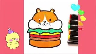 Humster Gamburger How to Draw step by step 🐹Easy Drawing Pictures for Kids