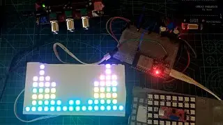 arduinoFFT with  8x16 WS2812 RGB Led Matrix And ESP32 8Band*2