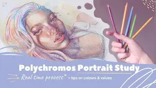 REAL TIME PROCESS - Portrait study made with Polychromos Colored Pencils
