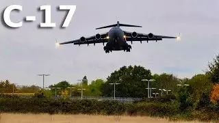 C-17 Globemaster 3 DIFF Approaches 🛬 1 inch above runway floater Birmingham Airport ( BHX )