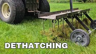 Dethatching with an Agri Fab Tow Behind Dethatcher
