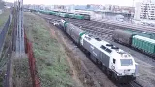 Locomotora descarrilada en la topera de Salamanca